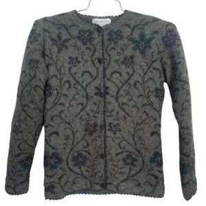 Caamano Womens S Gray Hand Knit In Peru Alpaca Wool Cardigan Sweater Vintage
